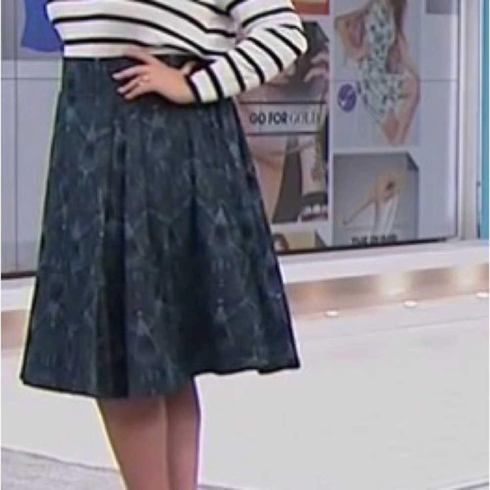 Melissa McCarthy Seven7 Teal & Black pull on w/pockets A-Line Skirt 1X